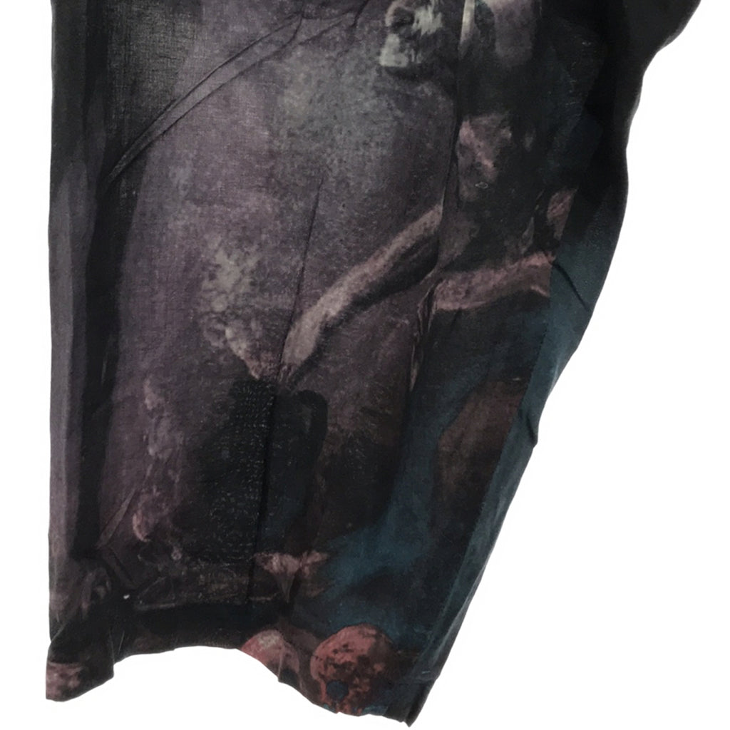 YOHJI YAMAMOTO POUR HOMME / 요우지야마모토풀 옴므 | 2024SS | 8TUCKS PRINT PANTS / 드로스트링 드레이프 와이드 탁 팬츠 / 안감 첨부 | 2 | 블랙 | 남성
