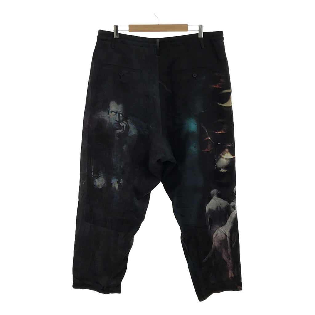 YOHJI YAMAMOTO POUR HOMME / 요우지야마모토풀 옴므 | 2024SS | 8TUCKS PRINT PANTS / 드로스트링 드레이프 와이드 탁 팬츠 / 안감 첨부 | 2 | 블랙 | 남성