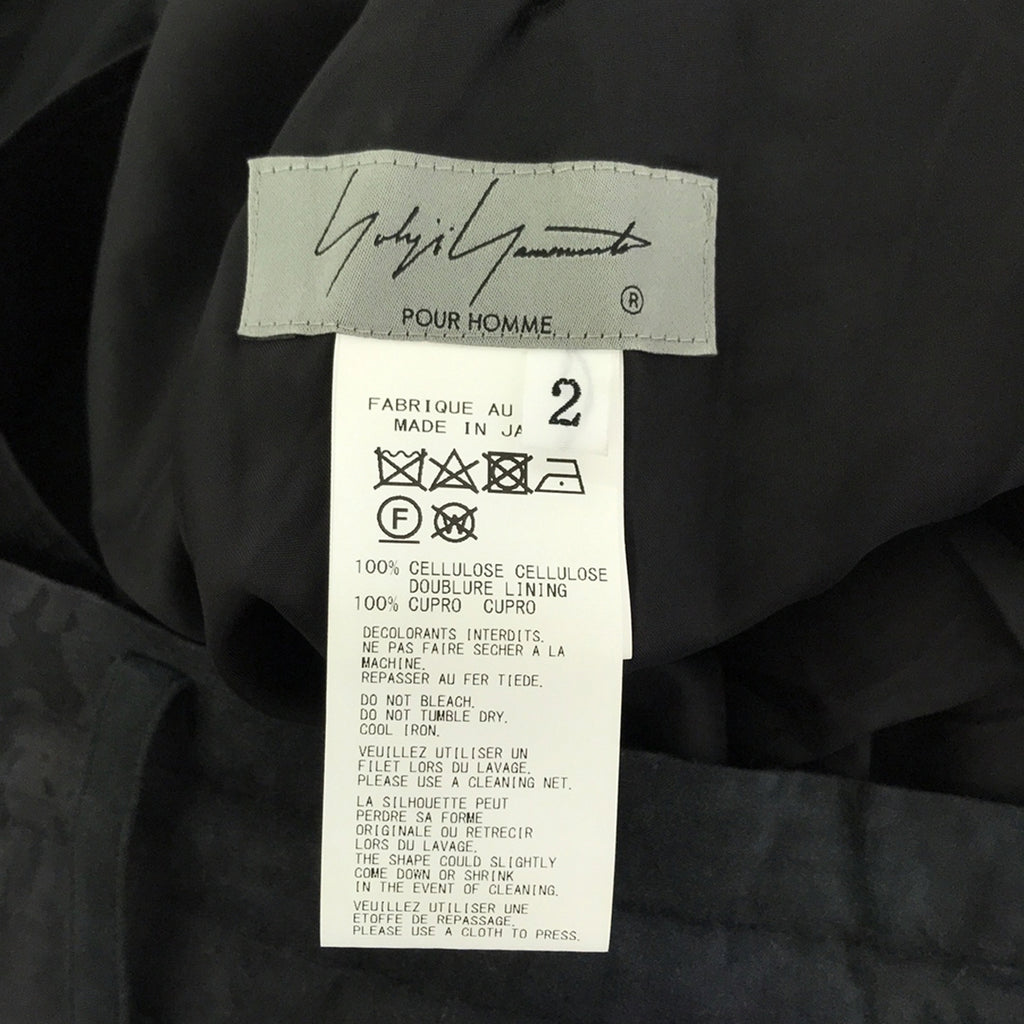 YOHJI YAMAMOTO POUR HOMME / 요우지야마모토풀 옴므 | 2024SS | 8TUCKS PRINT PANTS / 드로스트링 드레이프 와이드 탁 팬츠 / 안감 첨부 | 2 | 블랙 | 남성