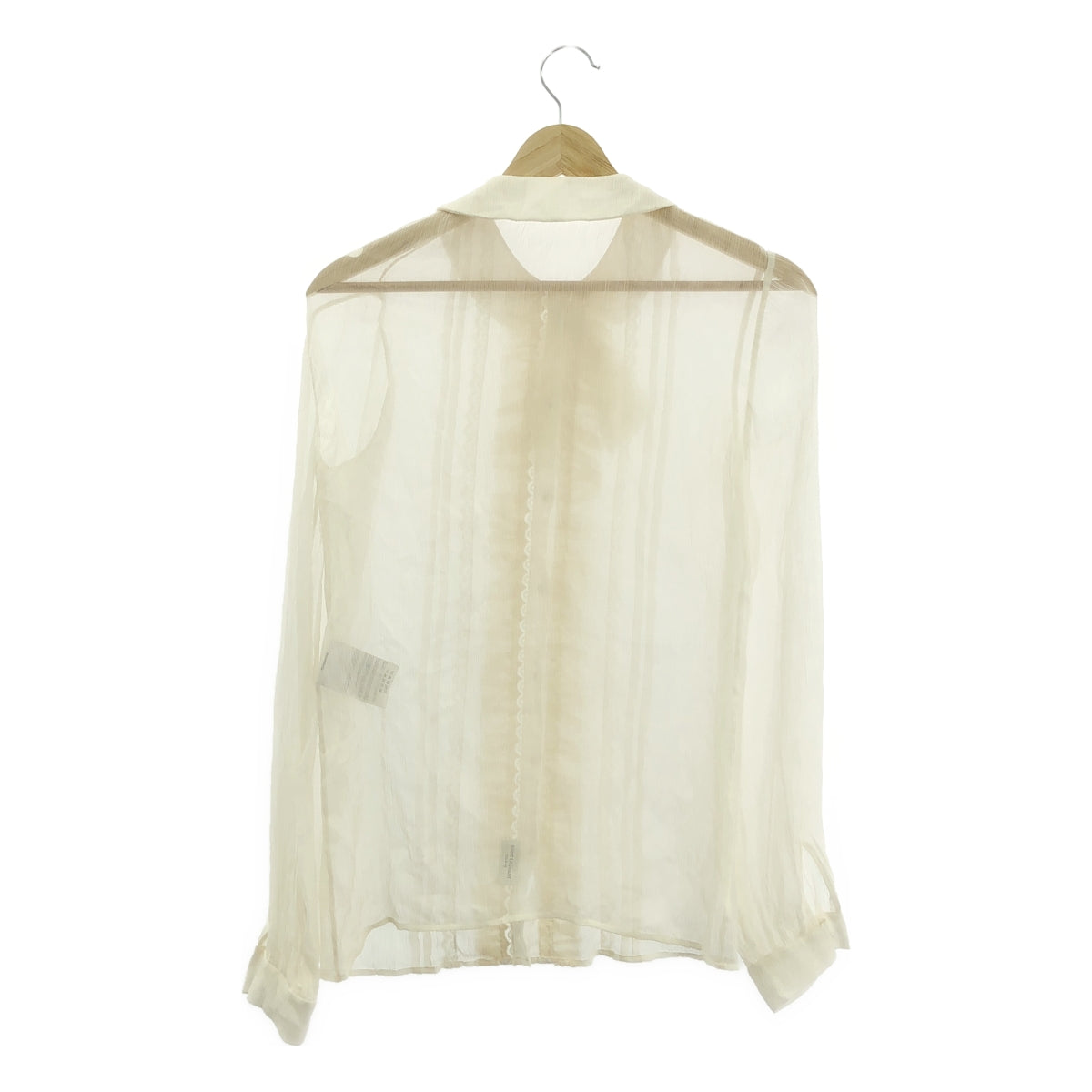 SAINT LAURENT | 真絲荷葉邊透視襯衫 | 尺寸 34 | 象牙色 | 女款