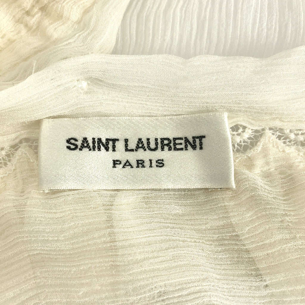 SAINT LAURENT / サンローラン | シルク フリル シアー シャツ ブラウス | 34 | アイボリー | レディース