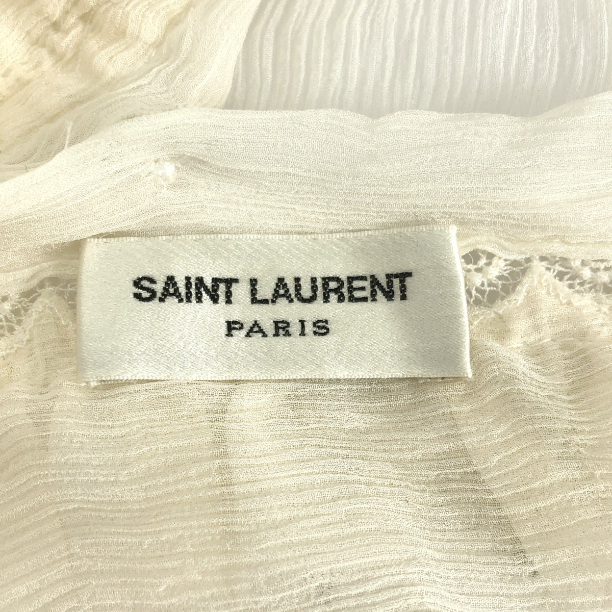 SAINT LAURENT | 真絲荷葉邊透視襯衫 | 尺寸 34 | 象牙色 | 女款