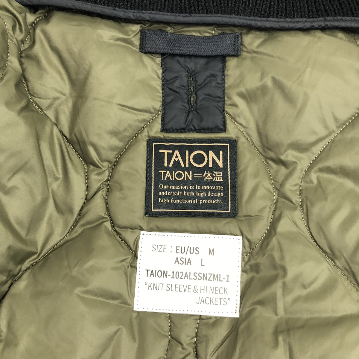 TAION / タイオン | ニットスリーブ キルティング ナイロン ダウンジャケット | L | ブラック | メンズ