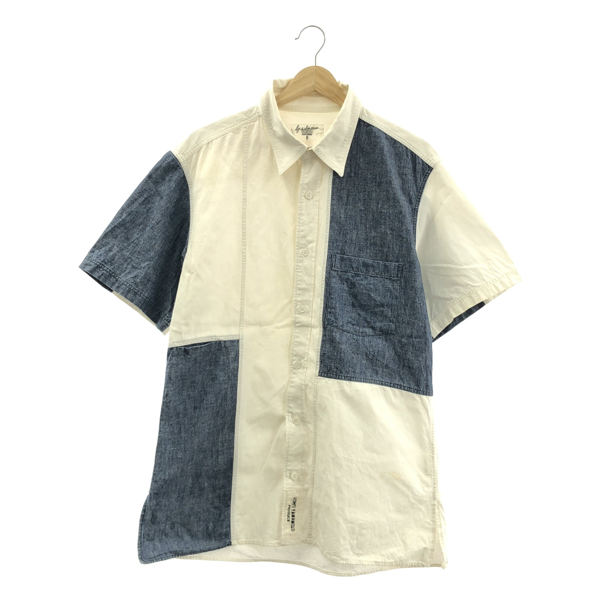 YOHJI YAMAMOTO POUR HOMME / ヨウジヤマモトプールオム | 2015SS | デニム切替 パッチワーク 半袖シャツ | 2 | メンズ