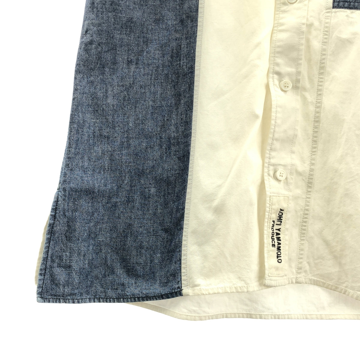 YOHJI YAMAMOTO POUR HOMME / ヨウジヤマモトプールオム | 2015SS | デニム切替 パッチワーク 半袖シャツ | 2 | メンズ