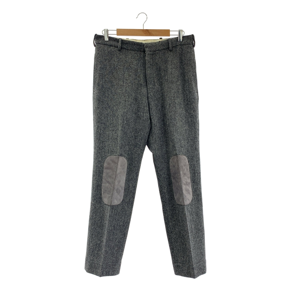 湯姆布朗 (THOM BROWNE) | 羊毛人字紋粗花呢休閒褲，配皮革膝蓋貼片 | 1 碼 | 男士