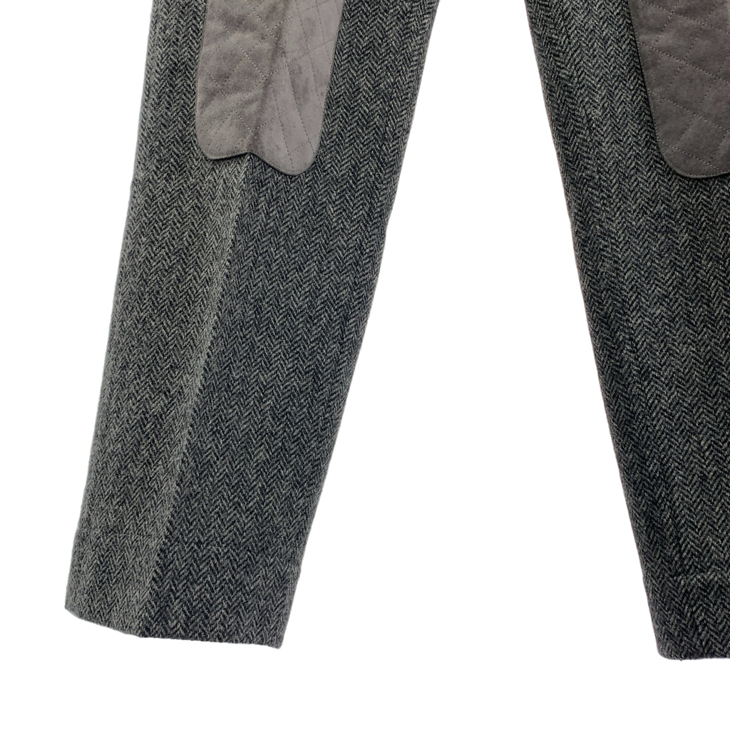 湯姆布朗 (THOM BROWNE) | 羊毛人字紋粗花呢休閒褲，配皮革膝蓋貼片 | 1 碼 | 男士