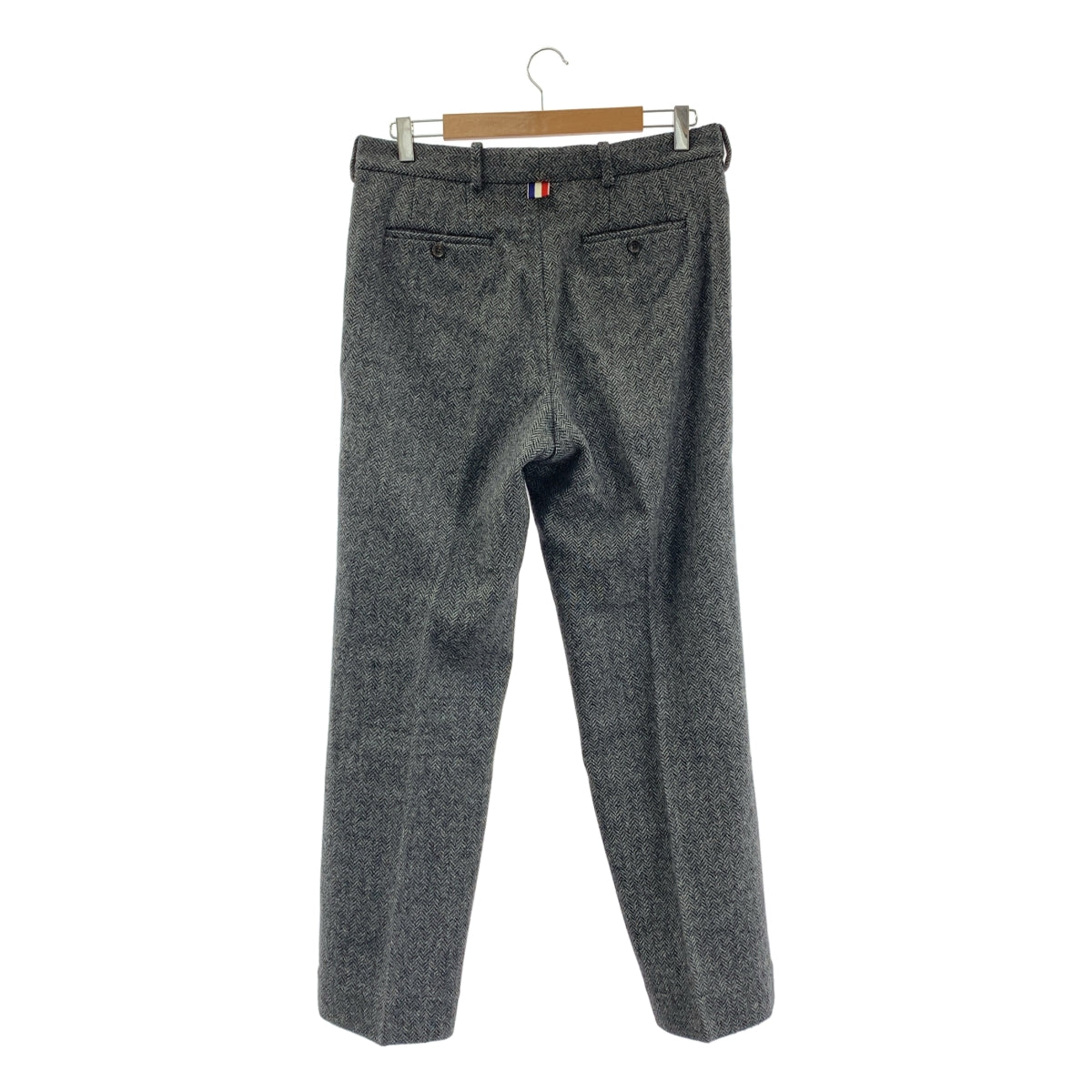 湯姆布朗 (THOM BROWNE) | 羊毛人字紋粗花呢休閒褲，配皮革膝蓋貼片 | 1 碼 | 男士