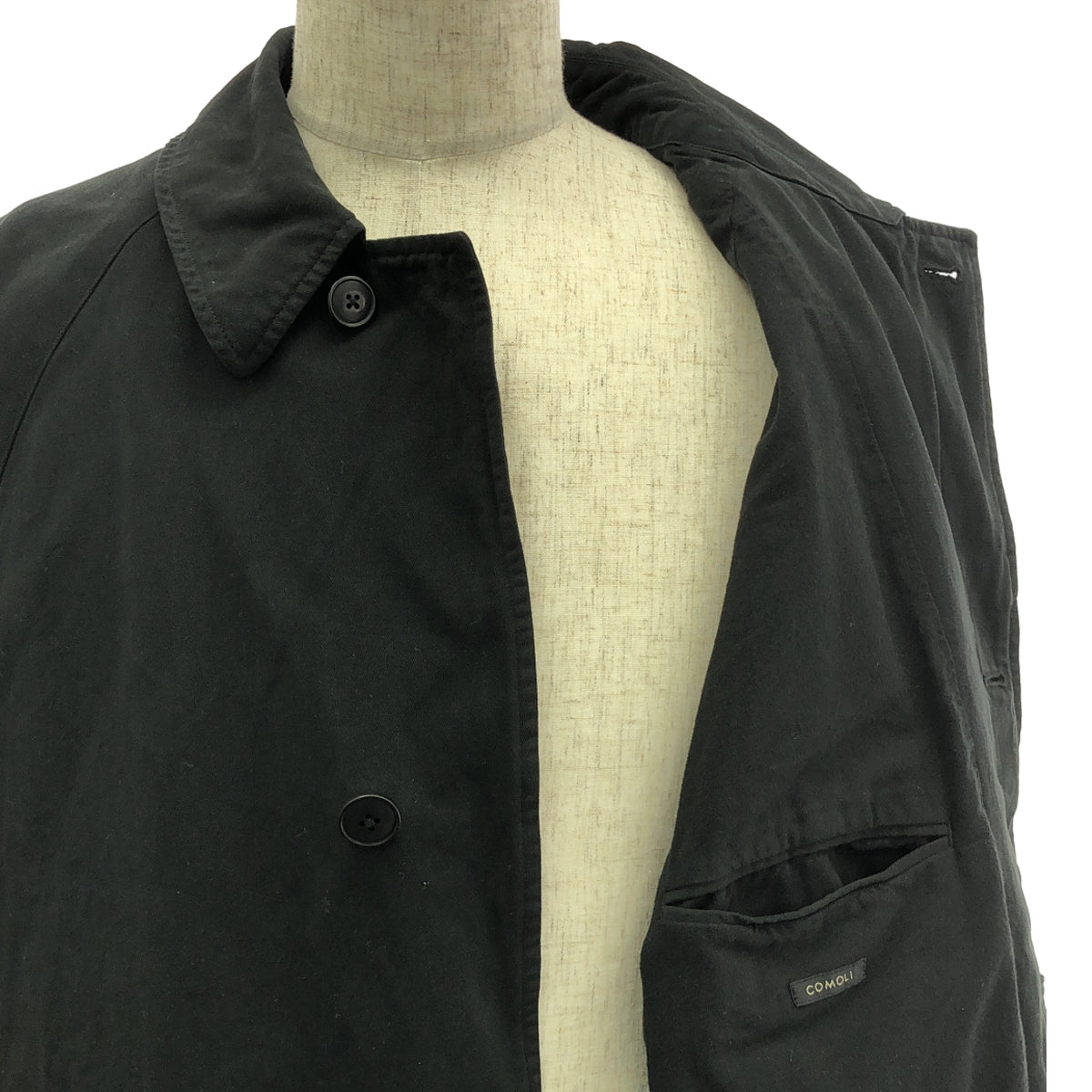 [狀況良好] COMOLI | 2024AW | 染平領大衣 | 尺寸 3 | 黑色 | 男款