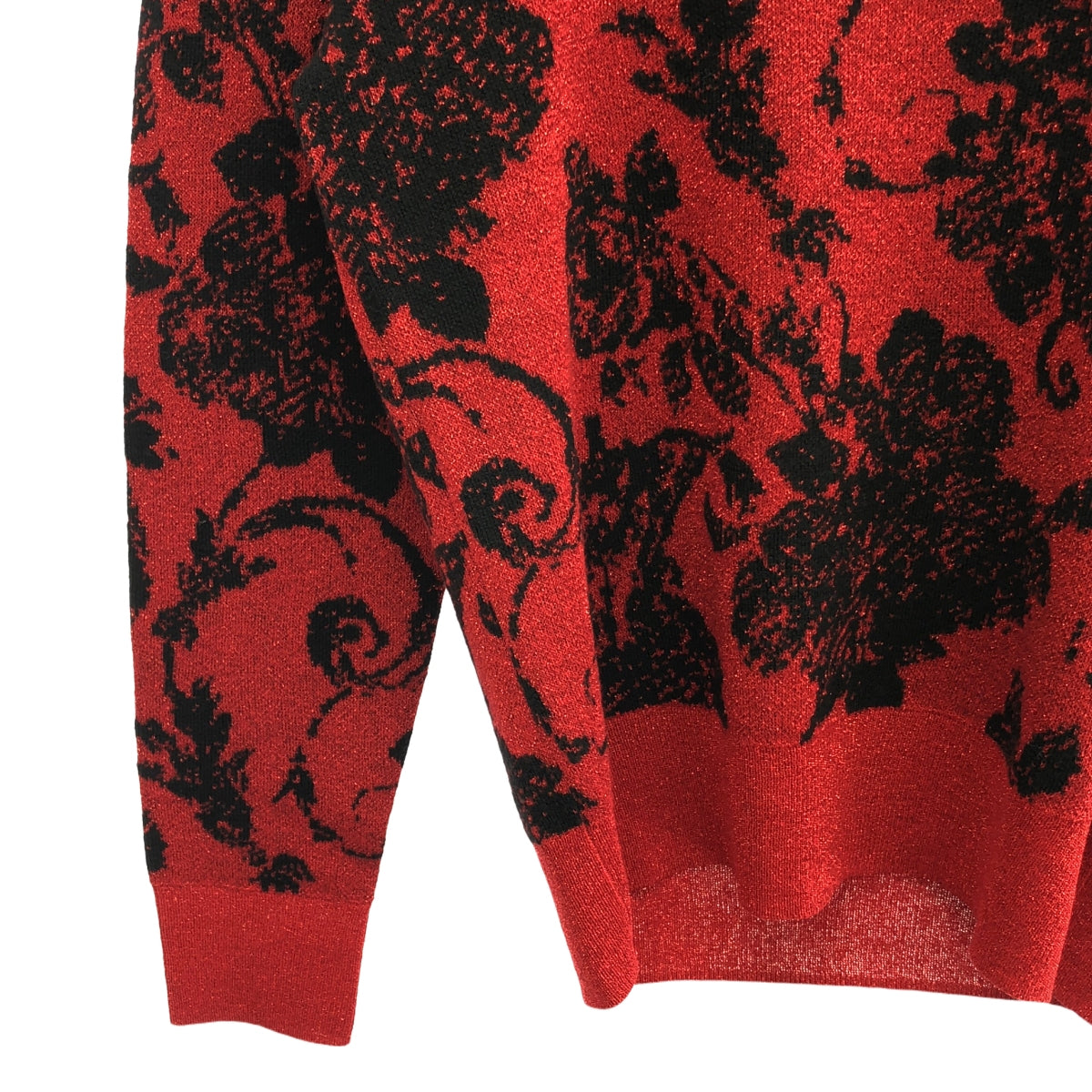 【美品】  DRIES VAN NOTEN / ドリスヴァンノッテン | 2020SS | × CHRISTIAN LACROIX ゴブラン柄 グリッター ニット | S | ブラック/レッド | レディース