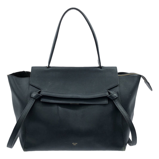 CELINE | 2-Way Leather Small Belt Tote Shoulder Bag | Navy | Navy | Women's