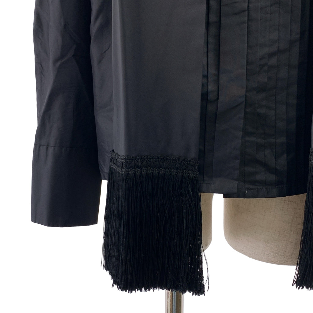 Christian Dior / クリスチャンディオール | シルク CDロゴ ボタン フリンジタイ シャツ | 13 | ブラック | レディース