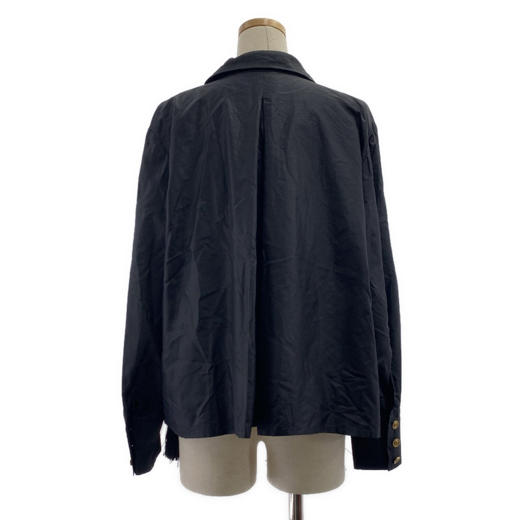 Christian Dior / クリスチャンディオール | シルク CDロゴ ボタン フリンジタイ シャツ | 13 | ブラック | レディース