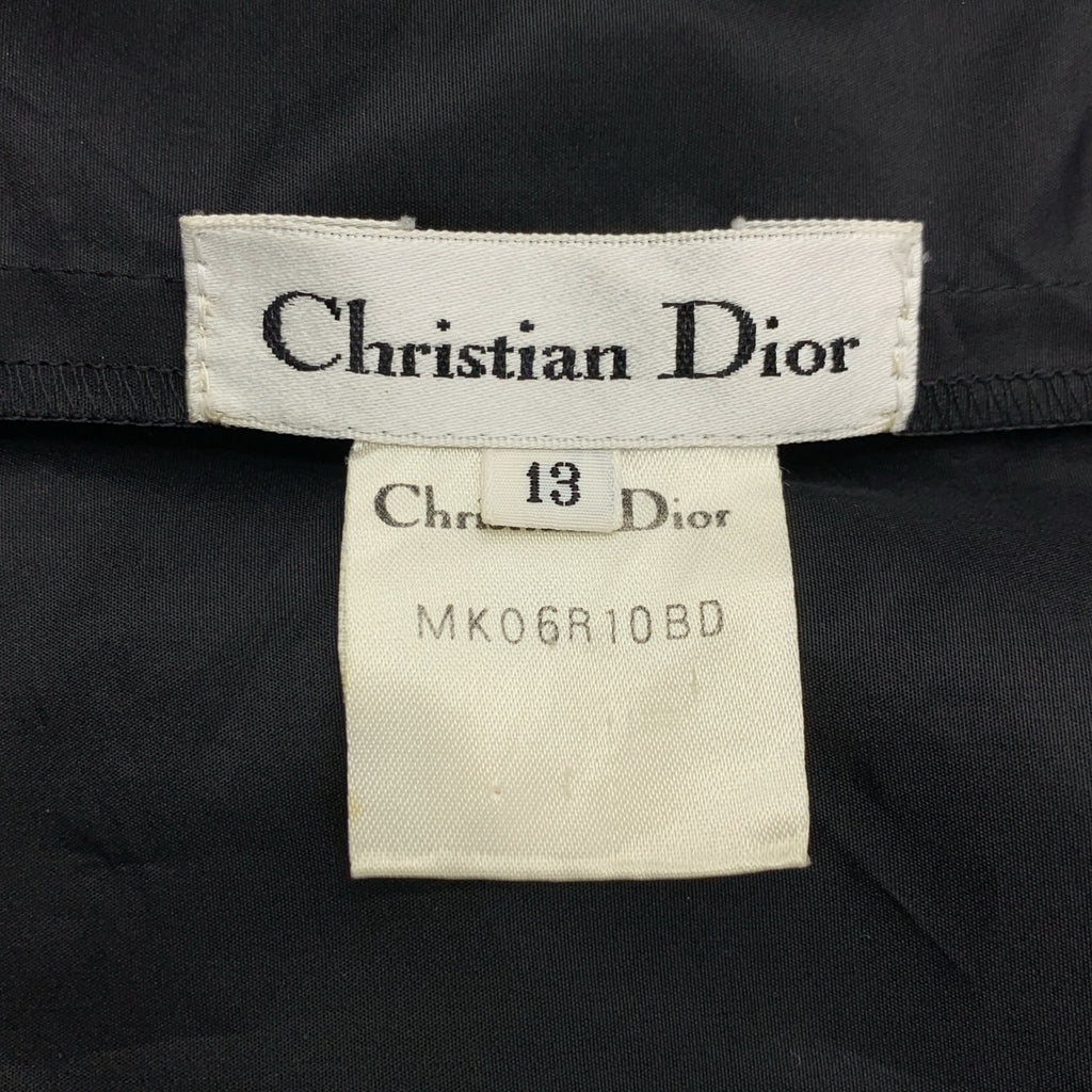 Christian Dior / クリスチャンディオール | シルク CDロゴ ボタン フリンジタイ シャツ | 13 | ブラック | レディース