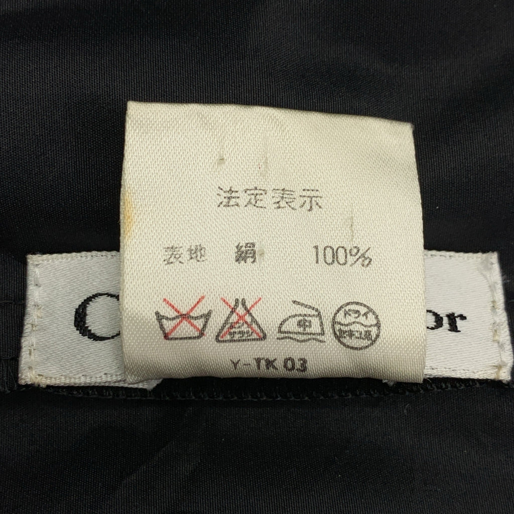 Christian Dior / クリスチャンディオール | シルク CDロゴ ボタン フリンジタイ シャツ | 13 | ブラック | レディース