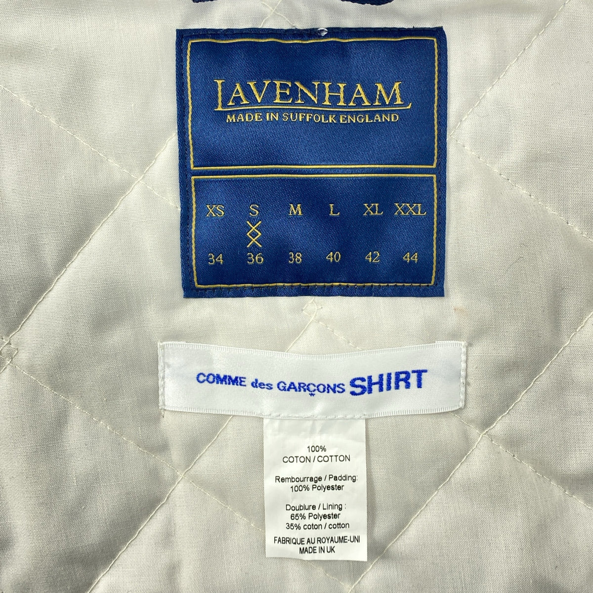 COMME des GARÇONS 襯衫 | | x LAVENHAM 不對稱絎縫背心外套| SHOPBOP S 號 |男士