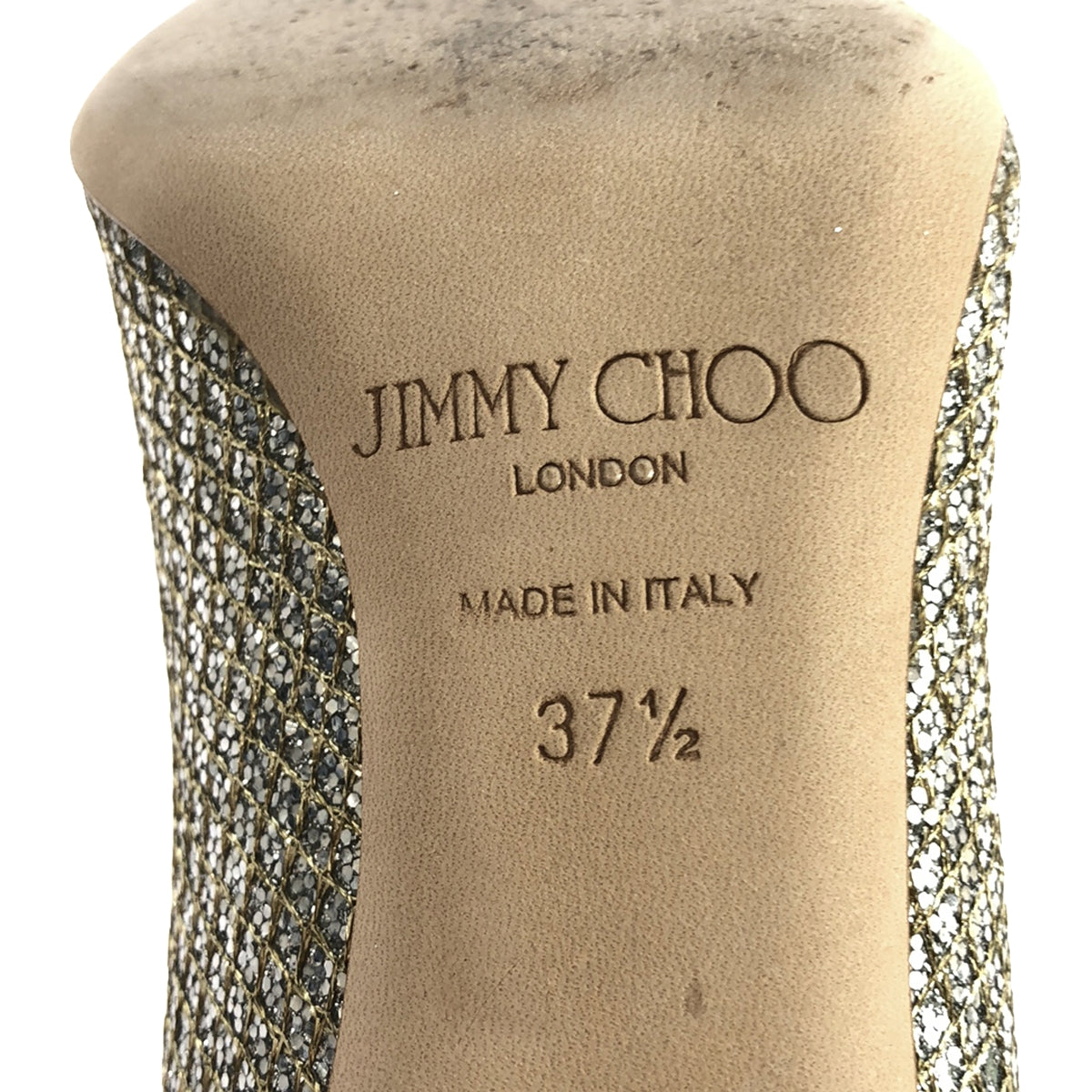 JIMMY CHOO / 지미추 | Romy 85 Champagne 코스 반짝이 패브릭 포인티드 투 펌프스 | 37 1/2 | 실버 | 여성