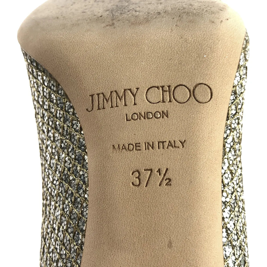 JIMMY CHOO | Romy 85 香檳色粗閃光布料尖頭高跟鞋 | 37 1/2 |銀 |女性的