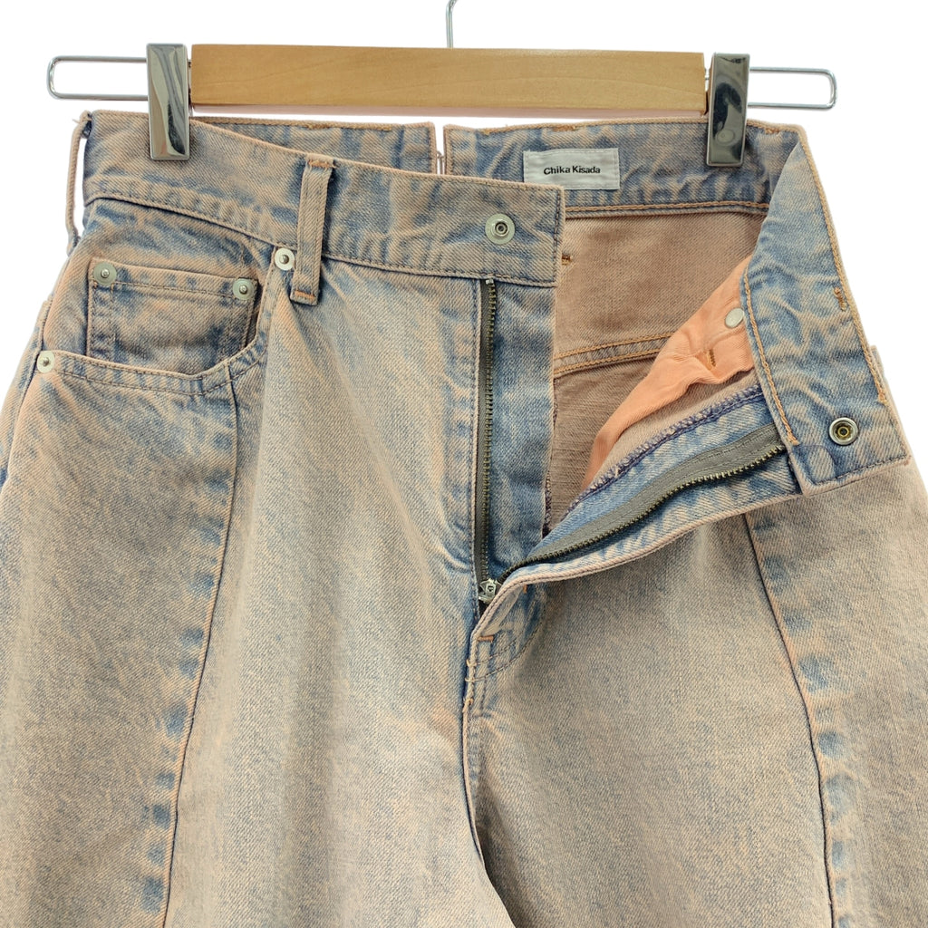 【美品】  Chika Kisada / チカキサダ | ロゴチャーム ブーツカット フレア ワイド デニムパンツ | 1 | pink | レディース
