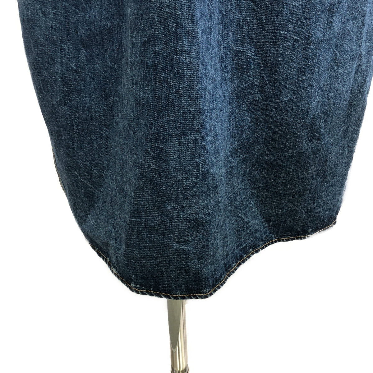 SACRA / サクラ | コットンリネンデニム スキッパーワンピース | 38 | インディゴ | レディース