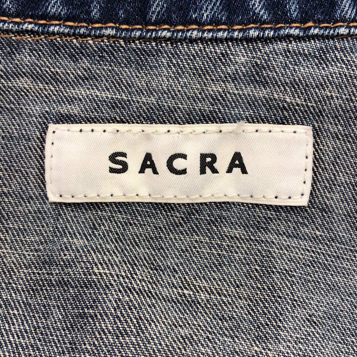 SACRA / サクラ | コットンリネンデニム スキッパーワンピース | 38 | インディゴ | レディース