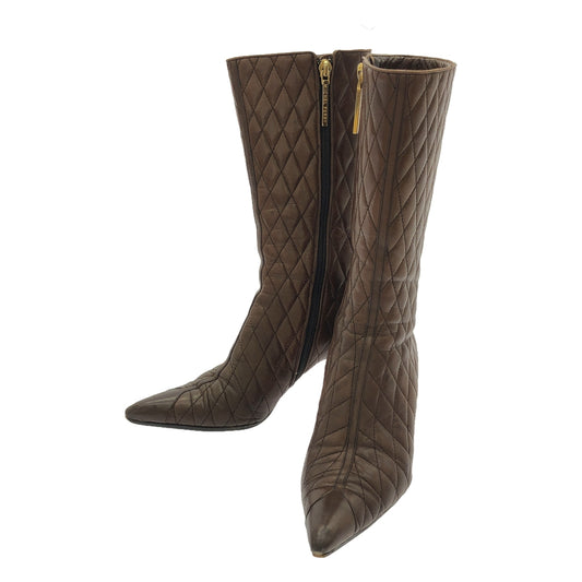 MICHEL PERRY | Quilted heel long boots | 36 | Brown | Women's