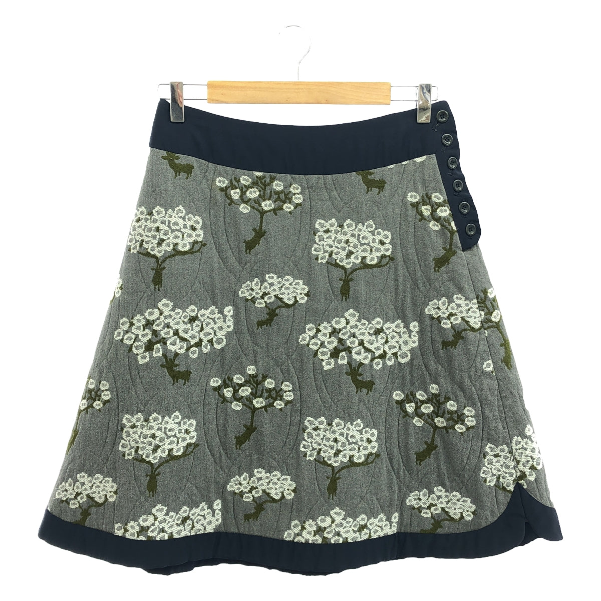 mina perhonen | 2009-10 a/w | bloom flare skirt | 36 | gray/navy/white | women's