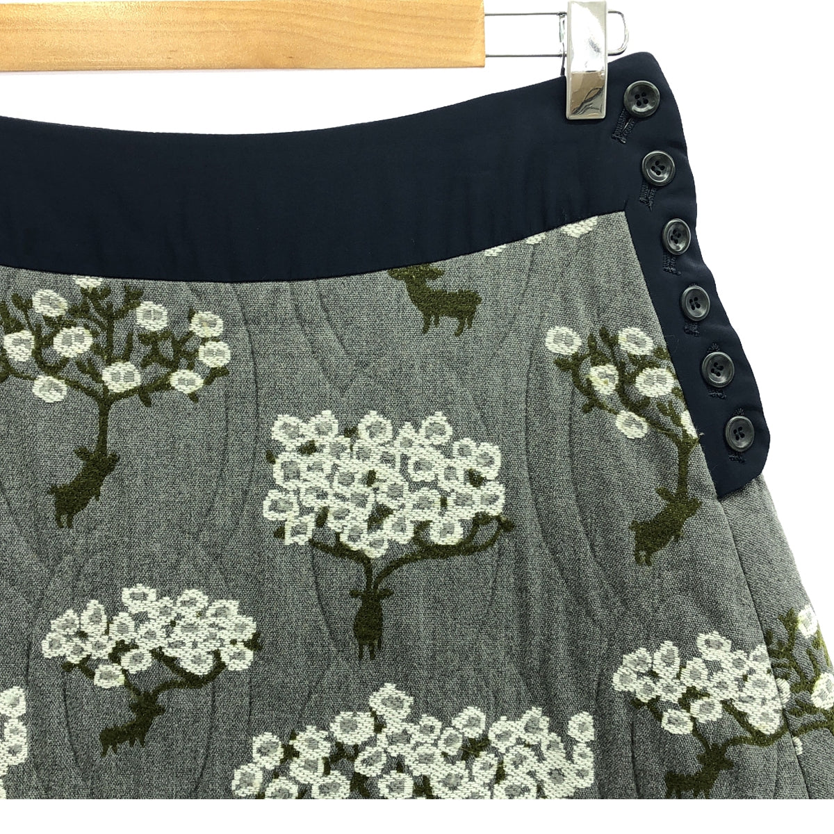 mina perhonen | 2009-10 a/w | bloom flare skirt | 36 | gray/navy/white | women's