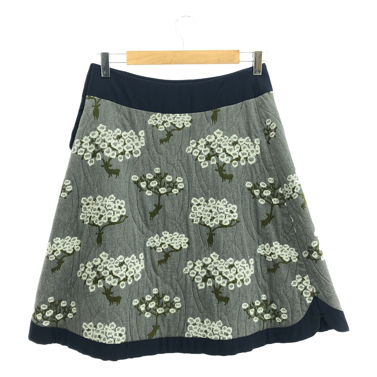 mina perhonen | 2009-10 a/w | bloom flare skirt | 36 | gray/navy/white | women's