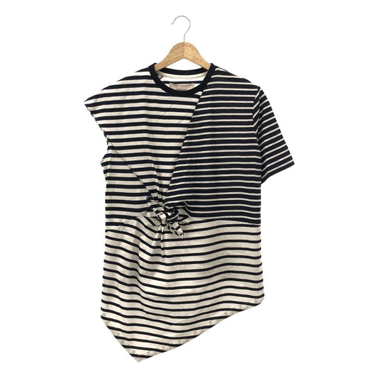 [Good Condition] AKIRANAKA | Asymmetrical Striped Cut and Sew Top | 1 | White/Navy | Women's