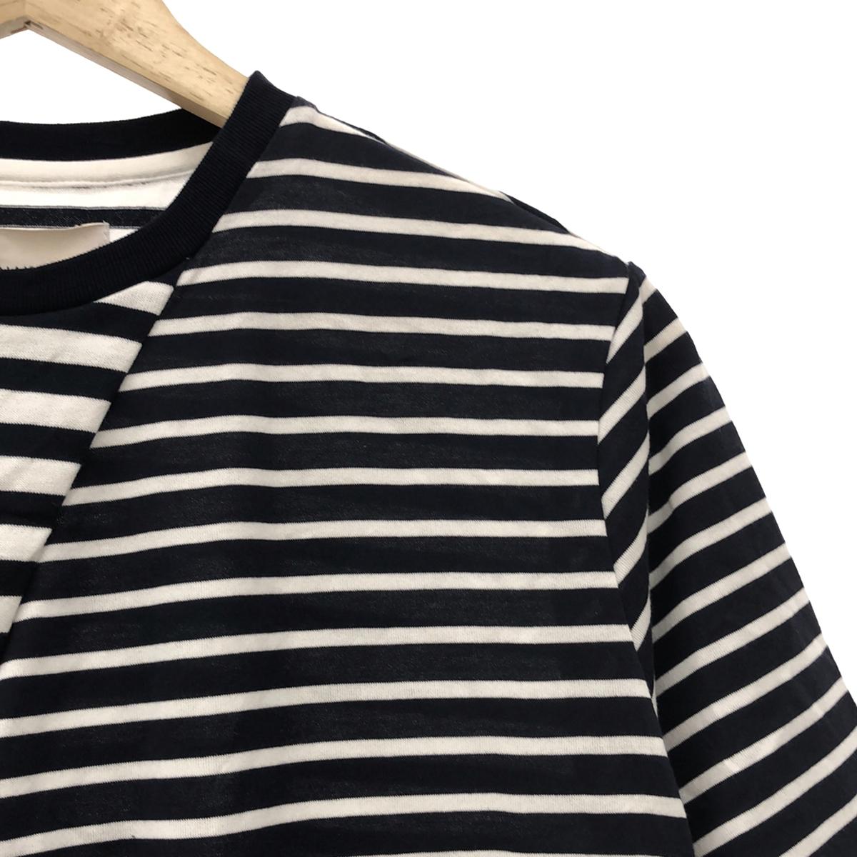 [Good Condition] AKIRANAKA | Asymmetrical Striped Cut and Sew Top | 1 | White/Navy | Women's