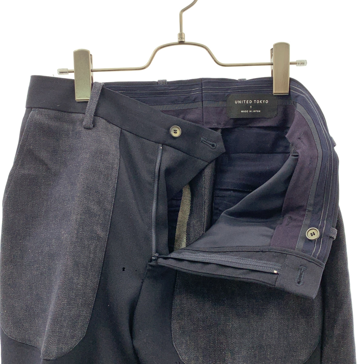 UNITED TOKYO / ユナイテッドトウキョウ | ハイカウントウール デニム パネル パンツ | 1 | ネイビー | メンズ