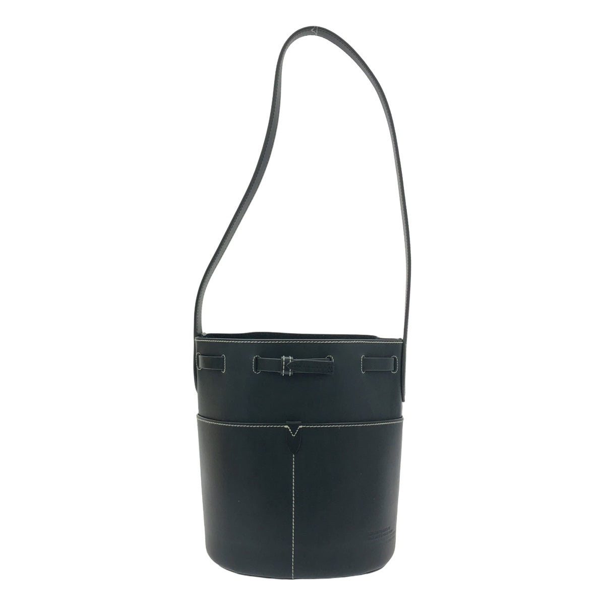 [狀況良好] 安雅·欣德瑪奇 |回歸自然 |皮革水桶單肩包|海軍 |女性的