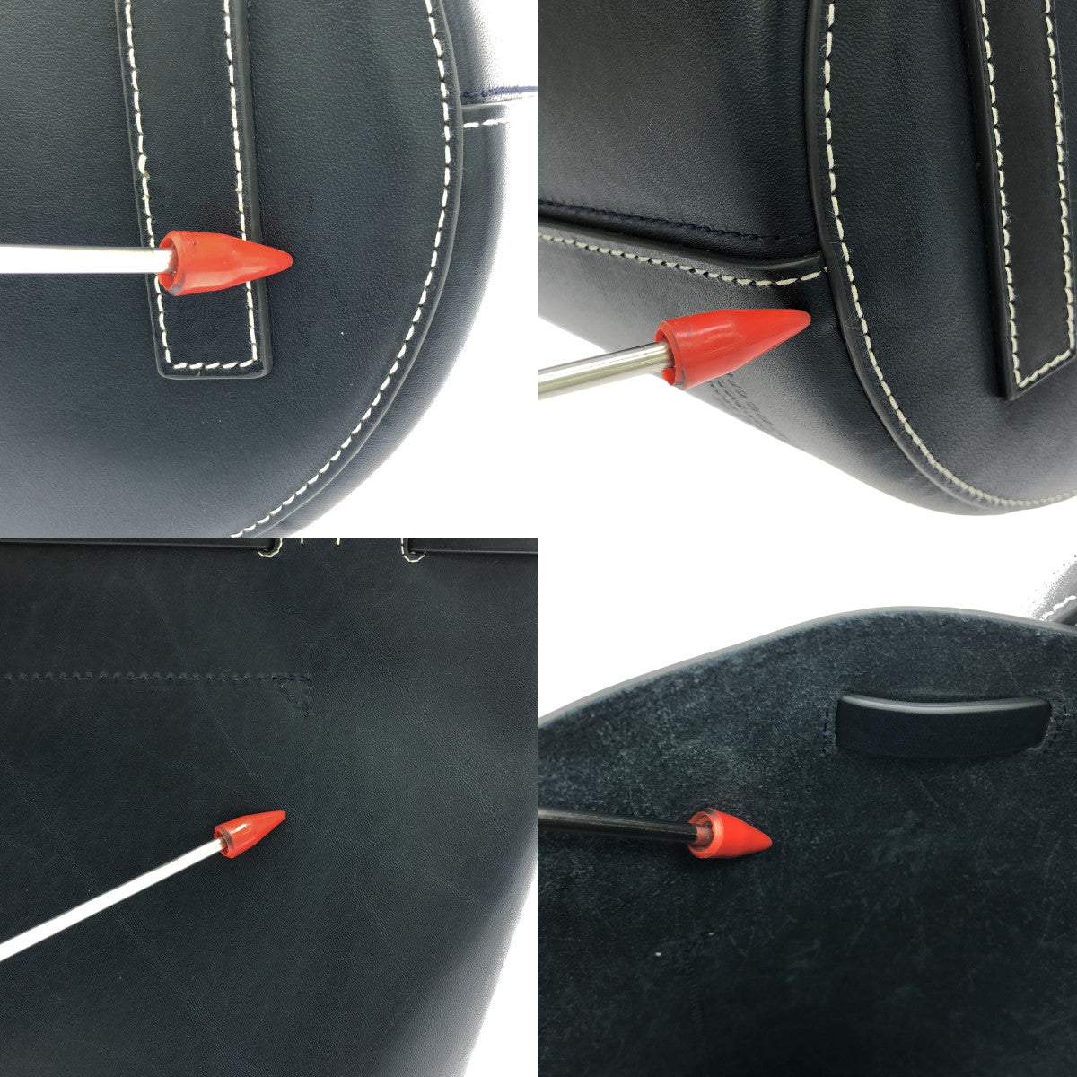 【美品】  ANYA HINDMARCH / アニヤハインドマーチ | Return To Nature / レザー バケット ショルダーバッグ | ネイビー | レディース