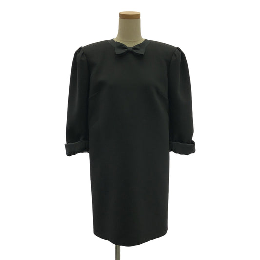 [New] miu miu / Miu Miu | grain de poudre mini dress | Silk blend ribbon mini dress | 38 | Black | Women's