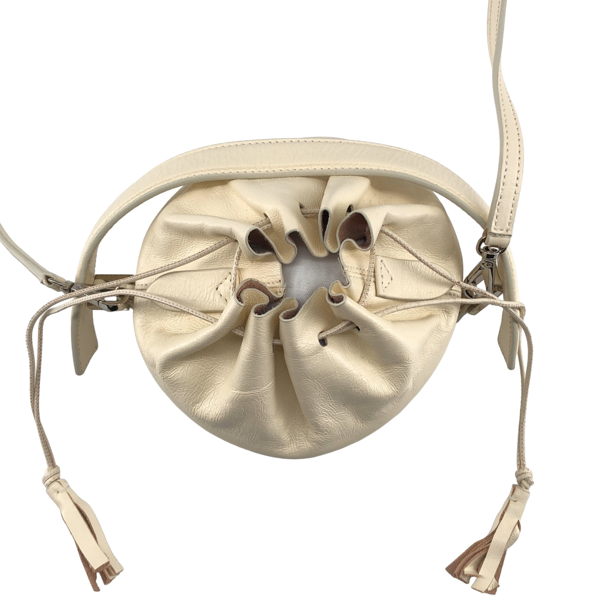 【美品】  JIL SANDER / ジルサンダー | 2way レザー タッセル ショルダーバッグ | アイボリー | レディース