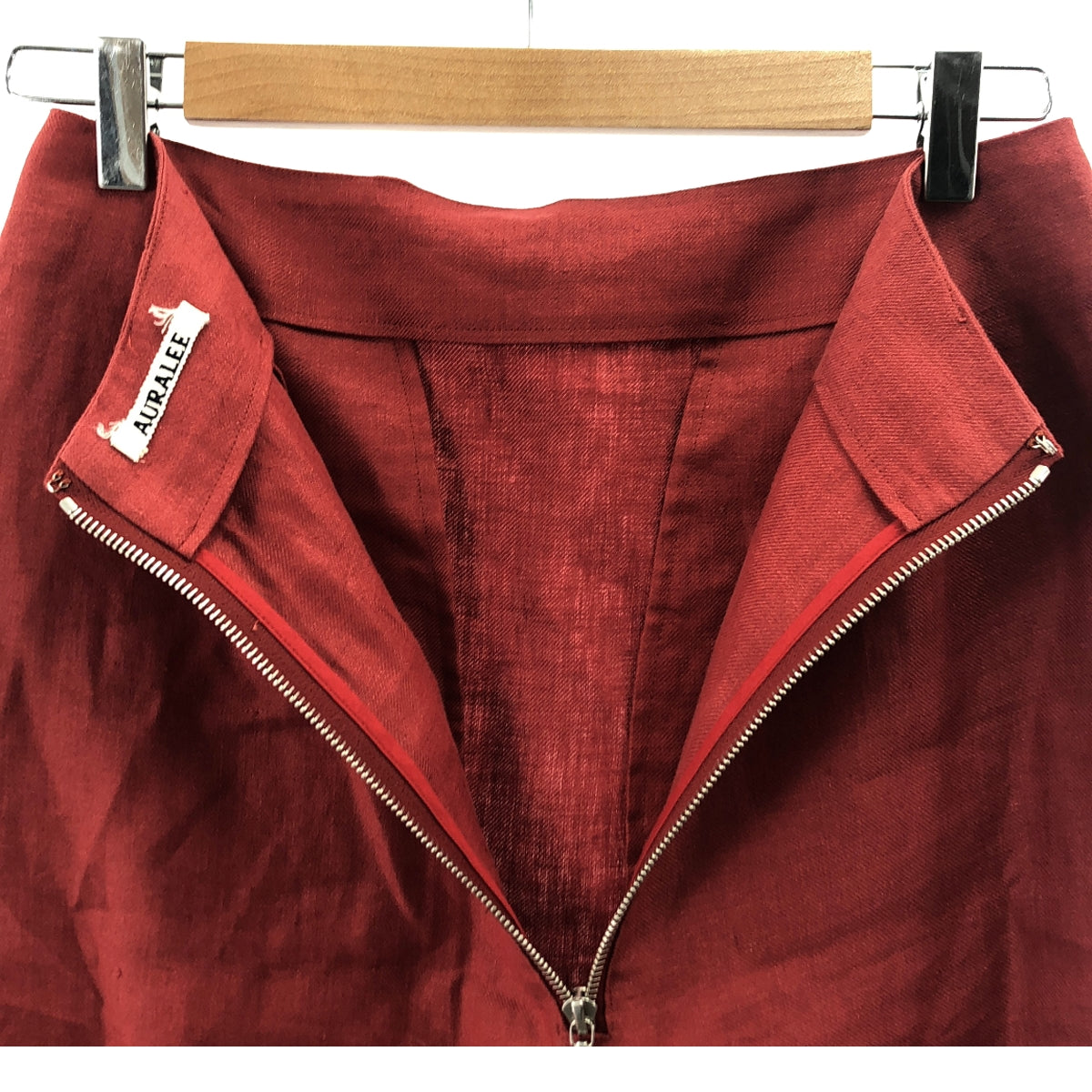 AURALEE / オーラリー | LINEN GABARDINE SLIT SKIRT リネン スリット スカート | 1 | レッド | レディース