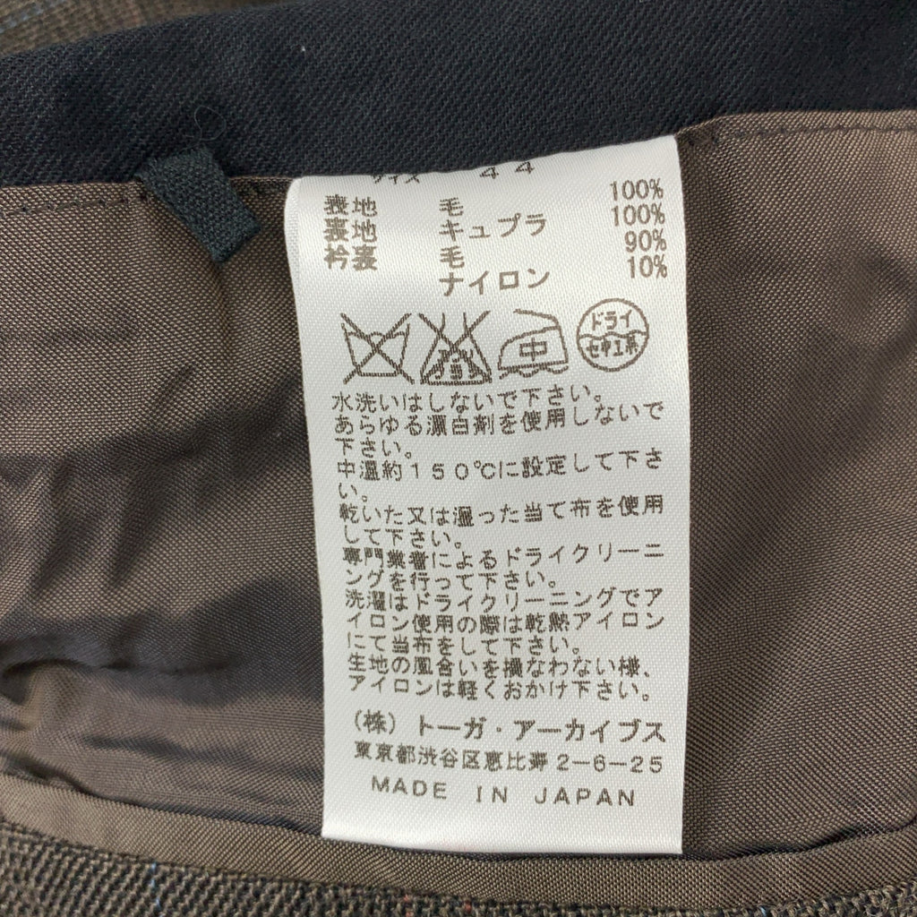TOGA VIRILIS | 格紋羊毛修身外套 | 尺寸 44 | 男款