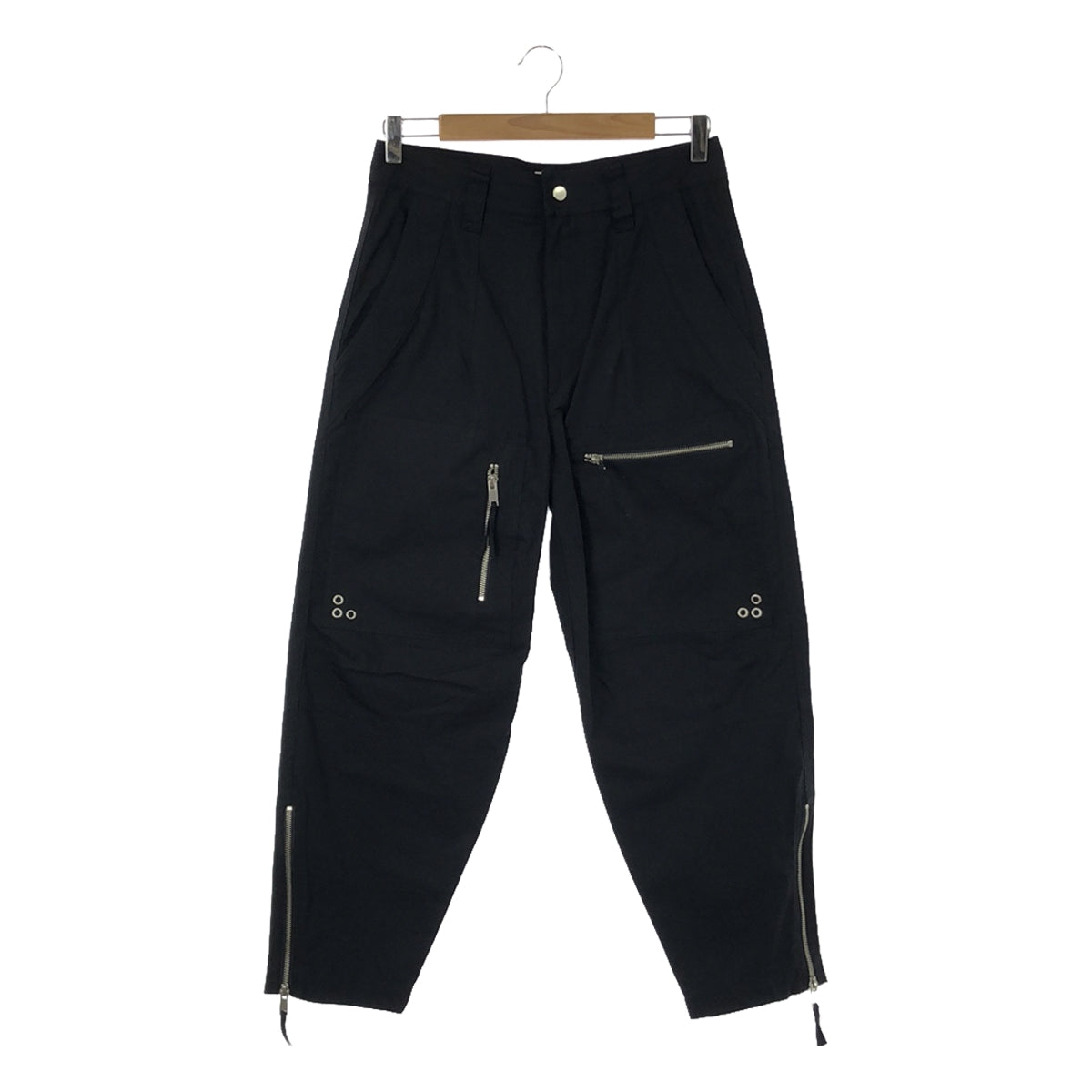 [品相良好] ISABEL MARANT ETOILE / Isabel Marant Etoile |棉質拉鍊工裝褲 |尺寸 34 |褪色的黑色|女性的