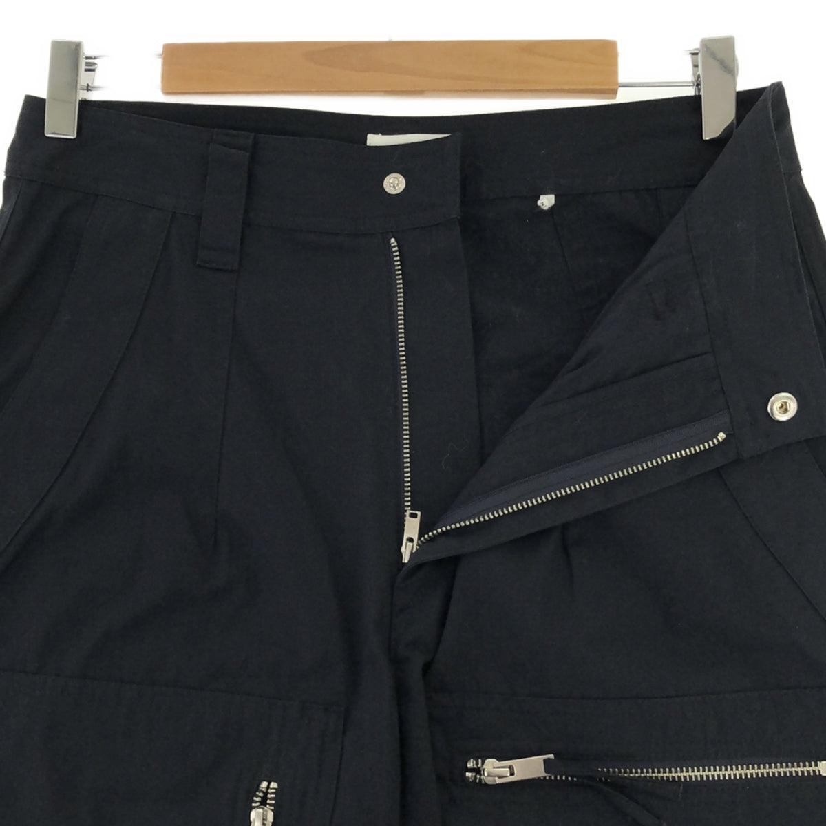 [品相良好] ISABEL MARANT ETOILE / Isabel Marant Etoile |棉質拉鍊工裝褲 |尺寸 34 |褪色的黑色|女性的