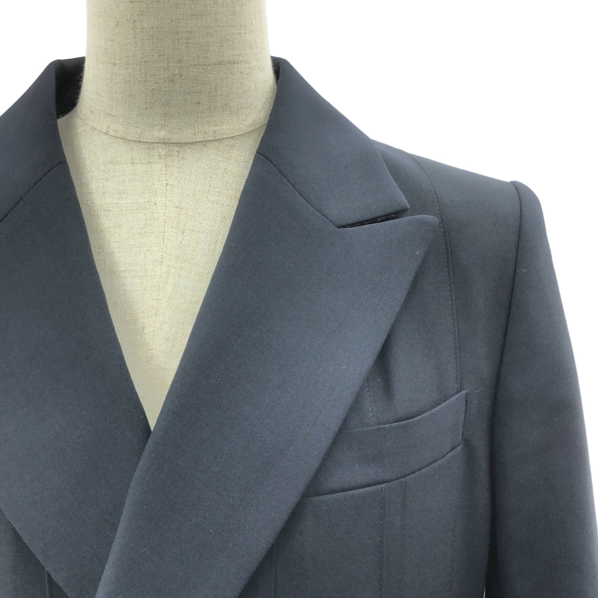 [近全新] sacai | 2023 秋冬 | 西裝 x 棉質華達呢外套 / 混合材質多層西裝外套 | 尺寸 1 | 深海軍藍 | 女款