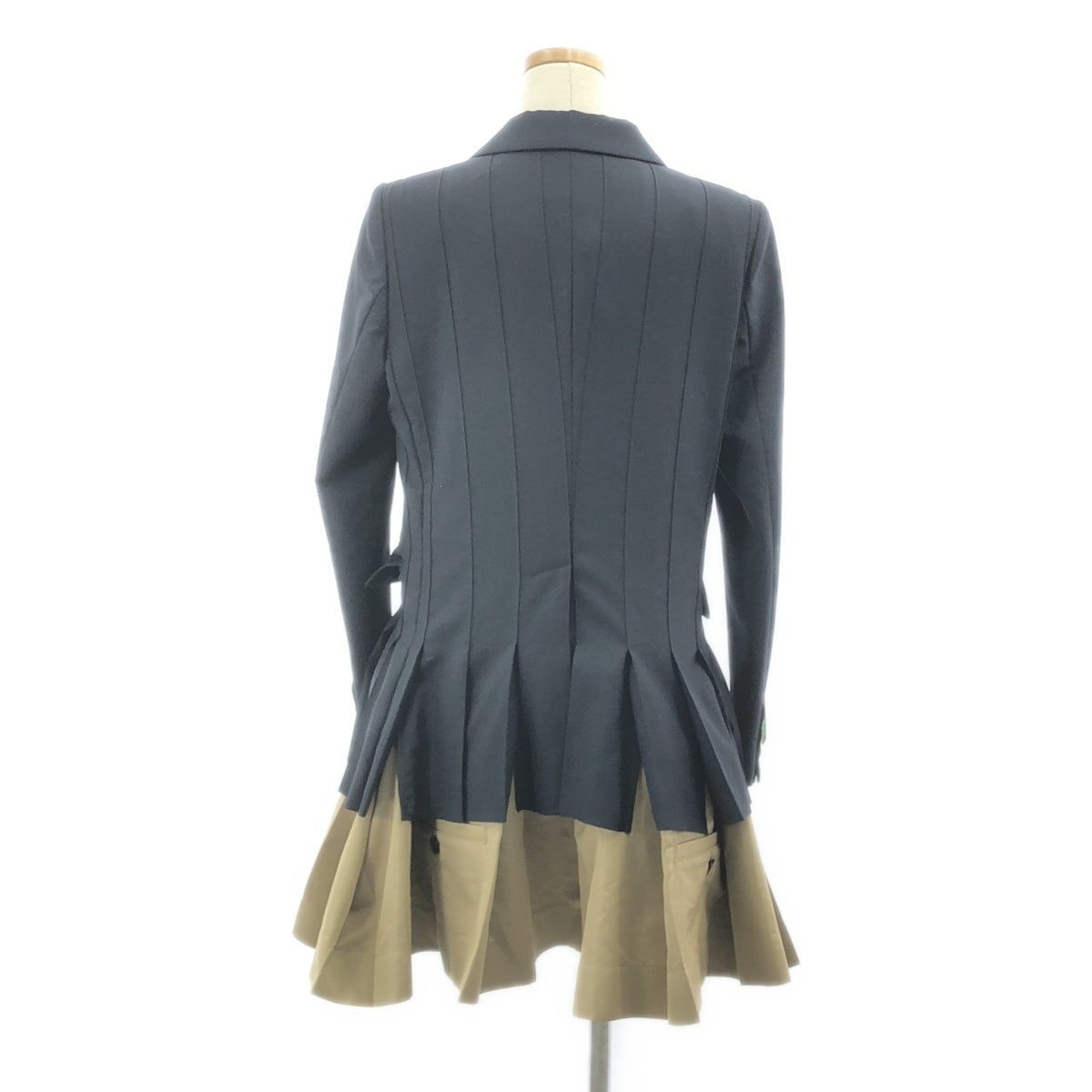 [近全新] sacai | 2023 秋冬 | 西裝 x 棉質華達呢外套 / 混合材質多層西裝外套 | 尺寸 1 | 深海軍藍 | 女款