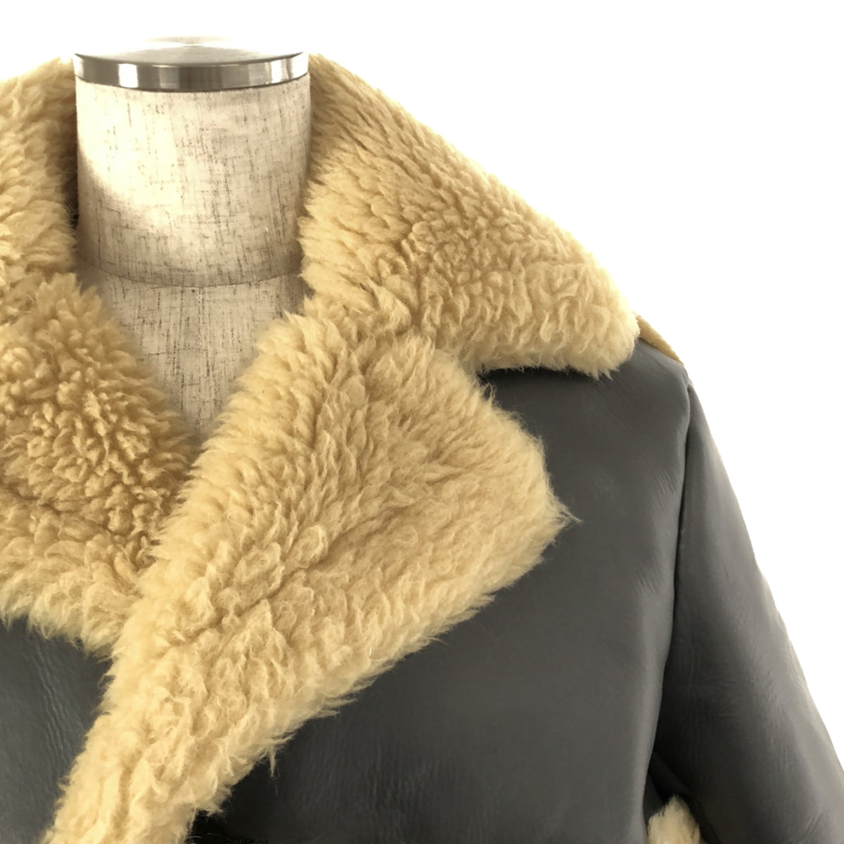 [New] sacai | 2022AW | Faux Shearling Blouson / Faux Shearling Boa Leather Blouson / Over Mouton Jacket | 2 | Gray | Men's