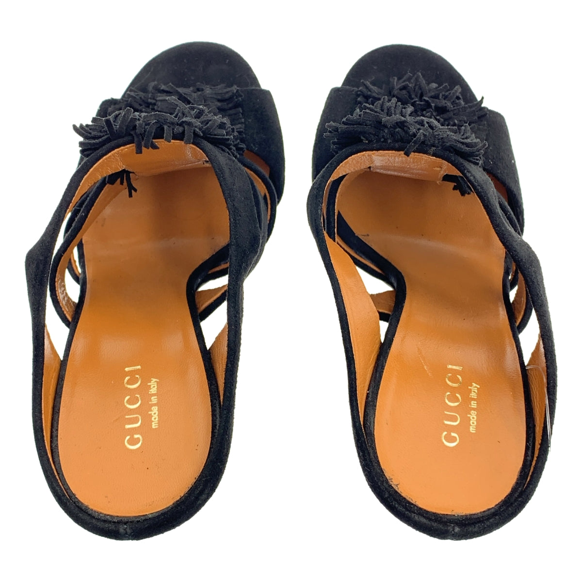 GUCCI / グッチ | スウェードレザー フリンジ ヒール サンダル | 34 | レディース