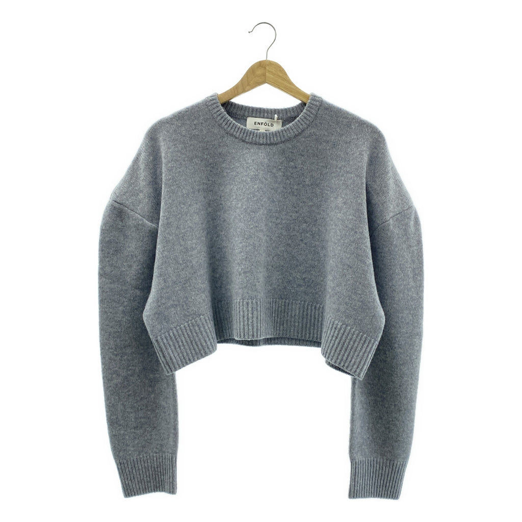 ENFOLD | 2025AW | 寬肩短套頭衫 | 羊毛寬肩短針織 | 尺寸 38 |