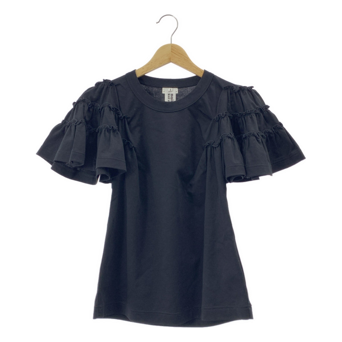 【미품】 noir kei ninomiya / 느와르 케이니 노미야 | 2020AW | 프릴 플레어 슬리브 코튼 컷 톱 | S | 블랙 | 여성