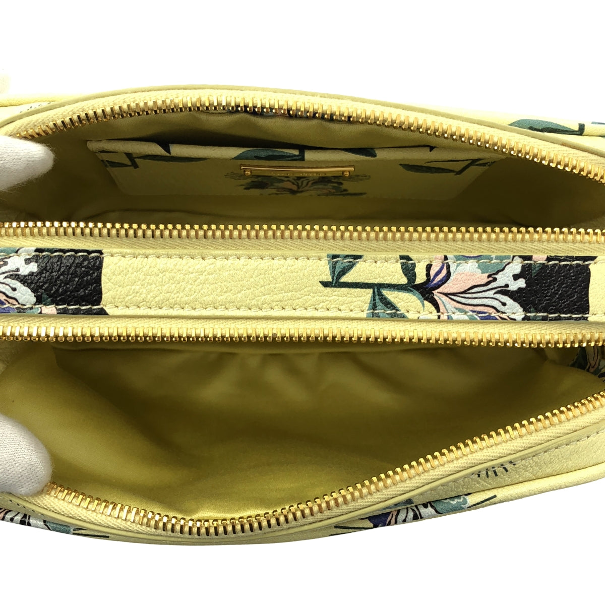 [狀況極佳] Miu Miu | 馬德拉斯印花貓咪印花單肩包 | 淺黃色 | 女款