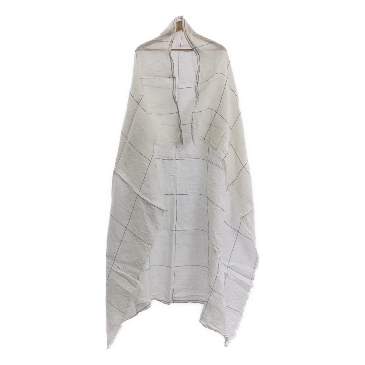 【미품】 DANIELA GREGIS / 다니엘라 그레지스 | 린넨 프린지 대형 스톨 / 유니섹스 | F | 화이트 / 네이비