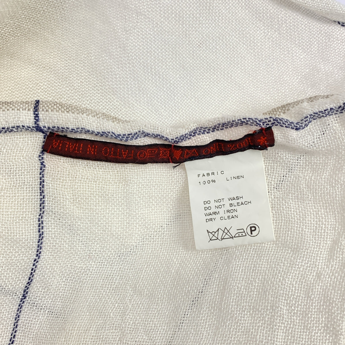 【미품】 DANIELA GREGIS / 다니엘라 그레지스 | 린넨 프린지 대형 스톨 / 유니섹스 | F | 화이트 / 네이비