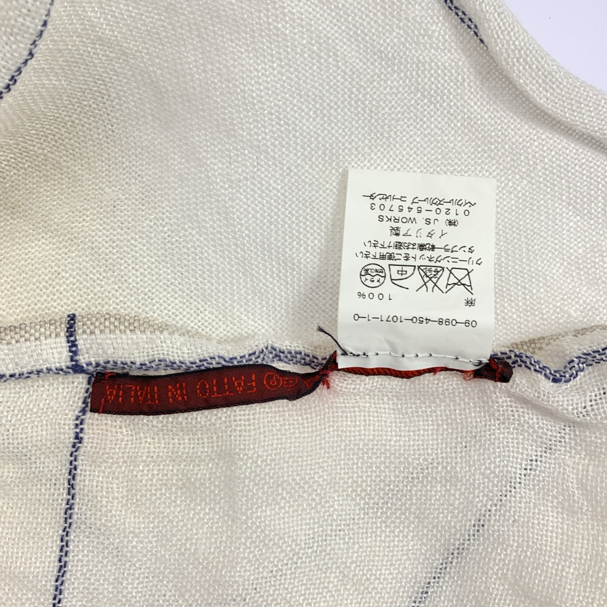 【미품】 DANIELA GREGIS / 다니엘라 그레지스 | 린넨 프린지 대형 스톨 / 유니섹스 | F | 화이트 / 네이비